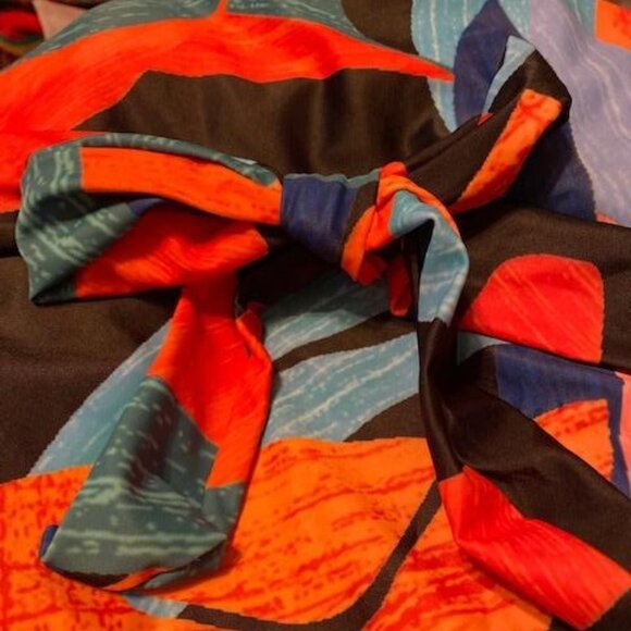 One Piece Swimsuit Tummy Control Gathers Tie Waist Petals Pattern Design, XXL - Picture 5 of 6